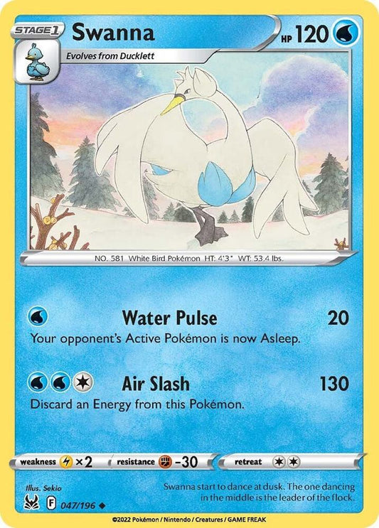 Swanna 047/196 Uncommon Lost Origin Pokémon card