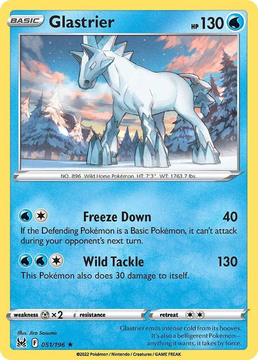 Glastrier 051/196 Holo Rare Lost Origin Pokémon card