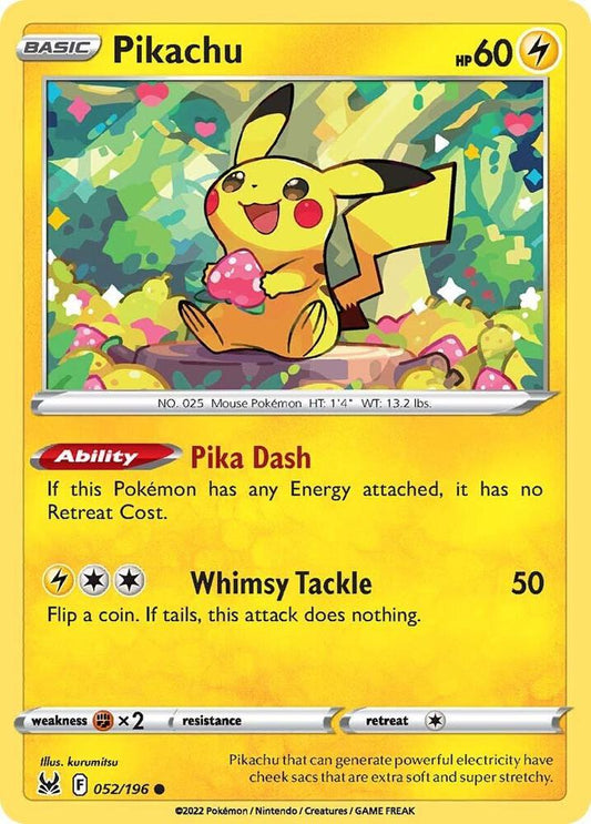 Pikachu 052/196 Common Lost Origin Pokémon card