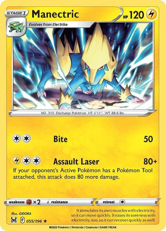 Manectric 055/196 Rare Lost Origin Pokémon card