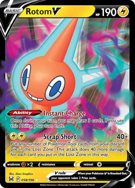Rotom V 058/196 Ultra Rare Lost Origin Pokémon card