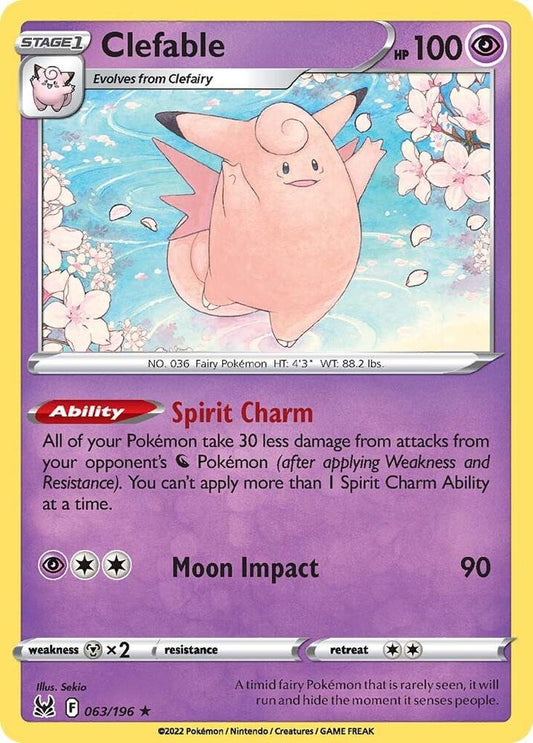 Clefable 063/196 Rare Lost Origin Pokémon card