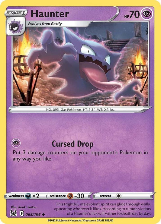 Haunter 065/196 Uncommon Lost Origin Pokémon card