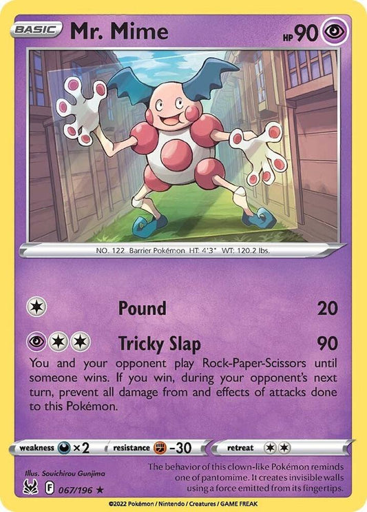 Mr. Mime 067/196 Rare Lost Origin Pokémon card