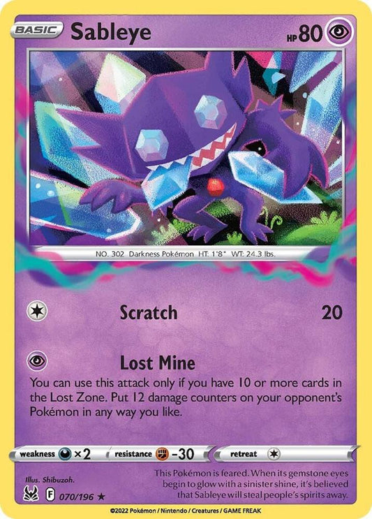 Sableye 070/196 Holo Rare Lost Origin Pokémon card