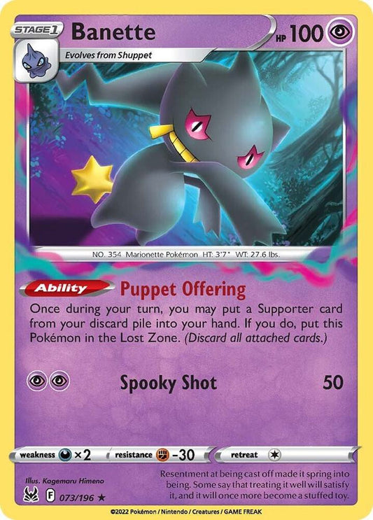 Banette 073/196 Rare Lost Origin Pokémon card