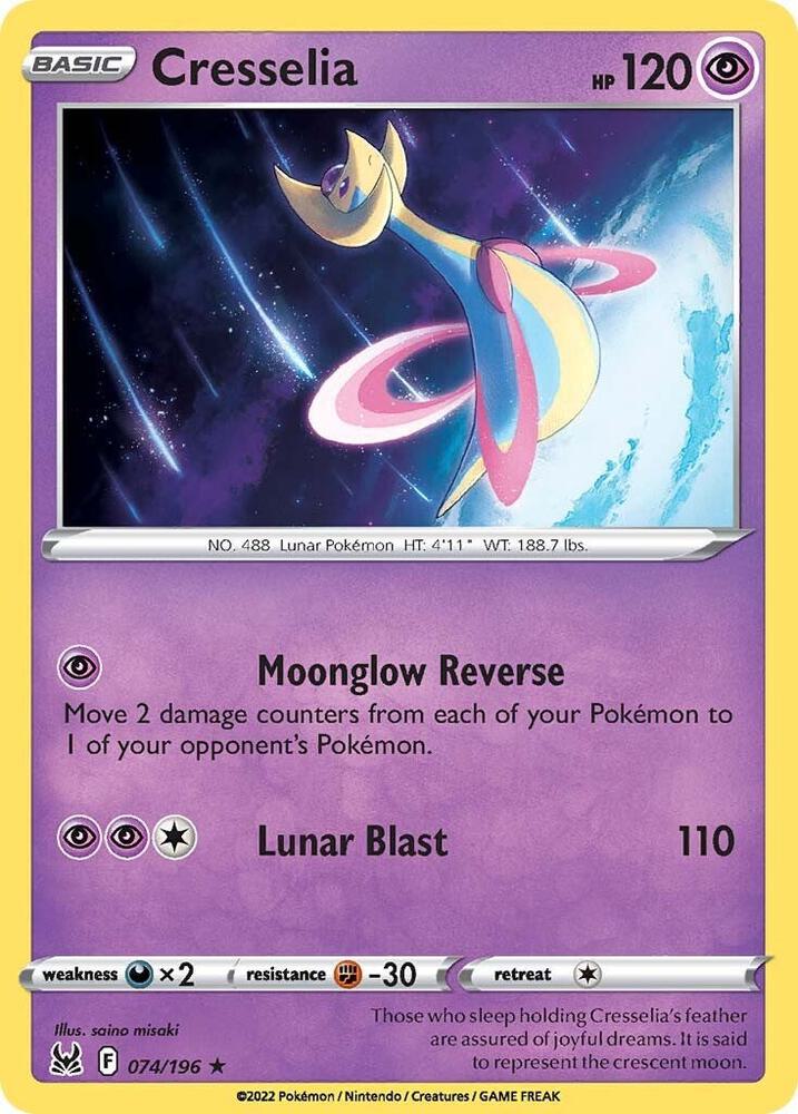 Cresselia 074/196 Holo Rare Lost Origin Pokémon card