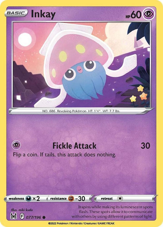 Inkay (077) 077/196 Common Lost Origin Pokémon card
