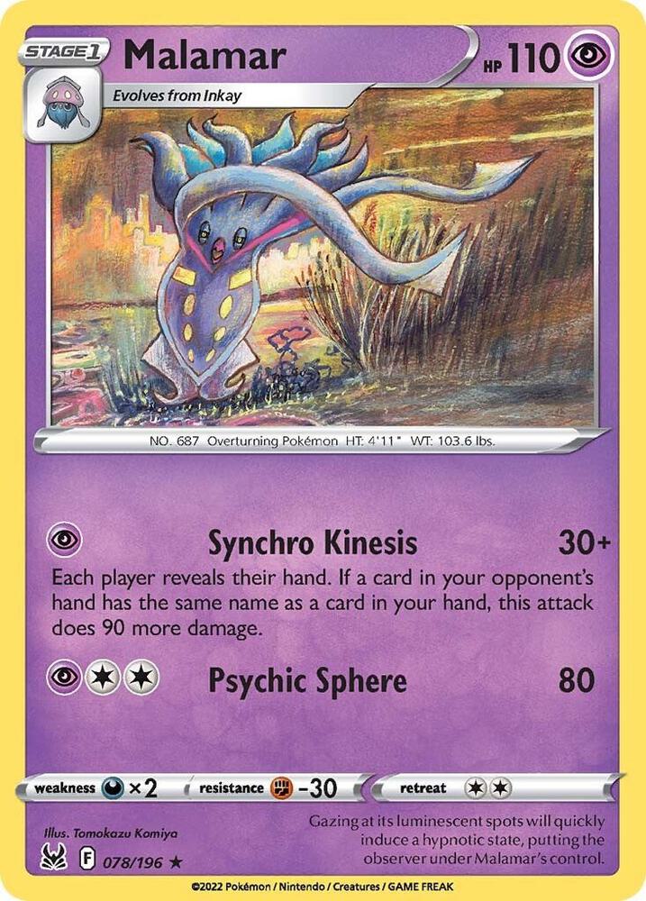 Malamar 078/196 Rare Lost Origin Pokémon card