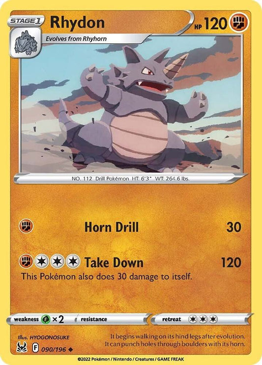 Rhydon 090/196 Uncommon Lost Origin Pokémon card