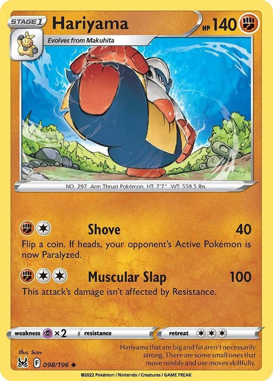 Hariyama 098/196 Uncommon Lost Origin Pokémon card