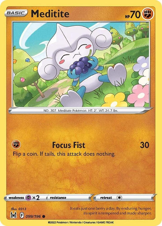 Meditite 099/196 Common Lost Origin Pokémon card