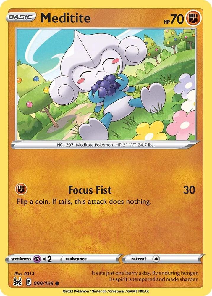 Meditite 099/196 Common Lost Origin Pokémon card