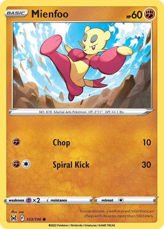 Mienfoo 103/196 Common Lost Origin Pokémon card
