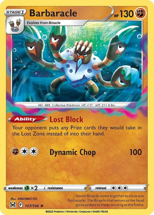 Barbaracle 107/196 Holo Rare Lost Origin Pokémon card