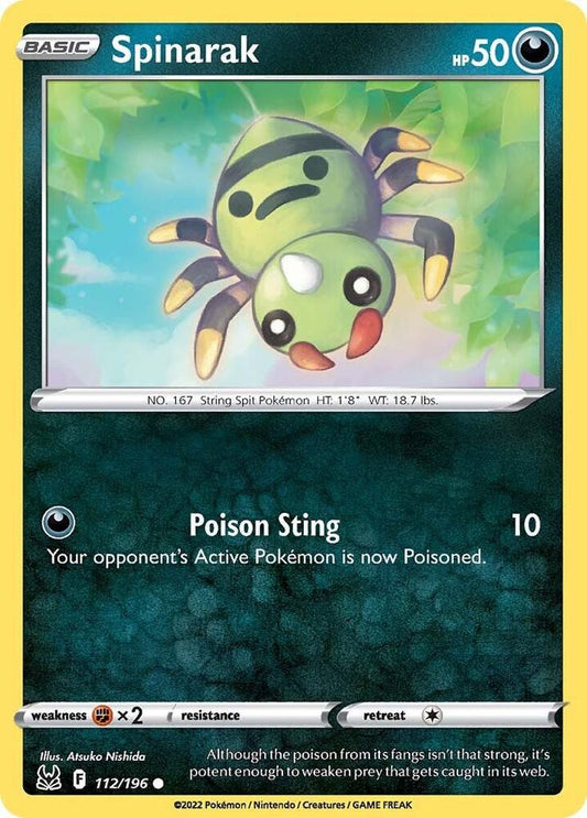 Spinarak 112/196 Common Lost Origin Pokémon card