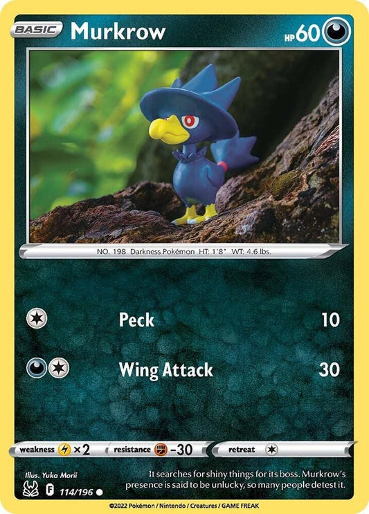 Murkrow 114/196 Common Lost Origin Pokémon card