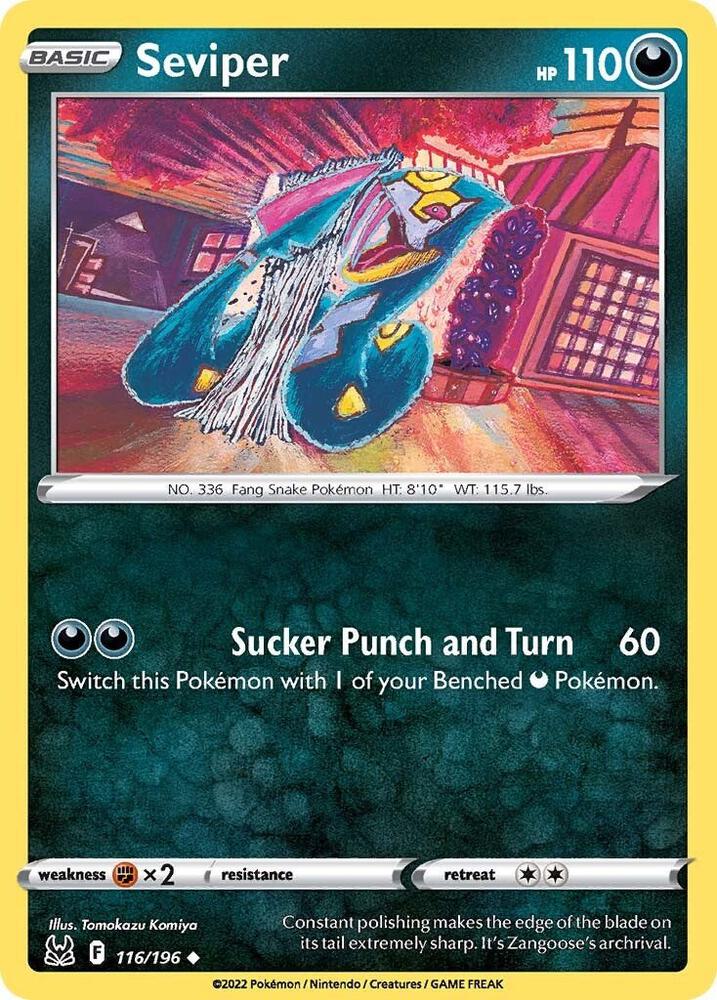 Seviper 116/196 Uncommon Lost Origin Pokémon card