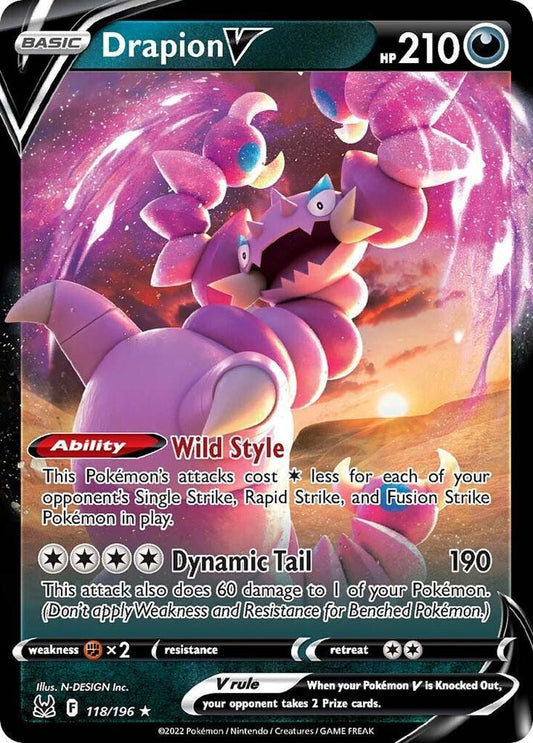 Drapion V 118/196 Ultra Rare Lost Origin Pokémon card