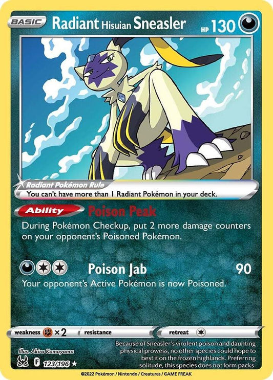Radiant Hisuian Sneasler 123/196 Radiant Rare Lost Origin Pokémon card