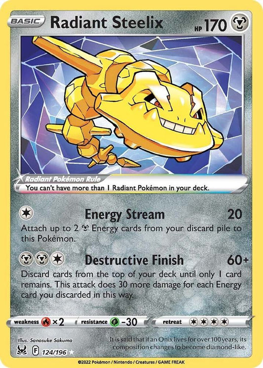 Radiant Steelix 124/196 Radiant Rare Lost Origin Pokémon card