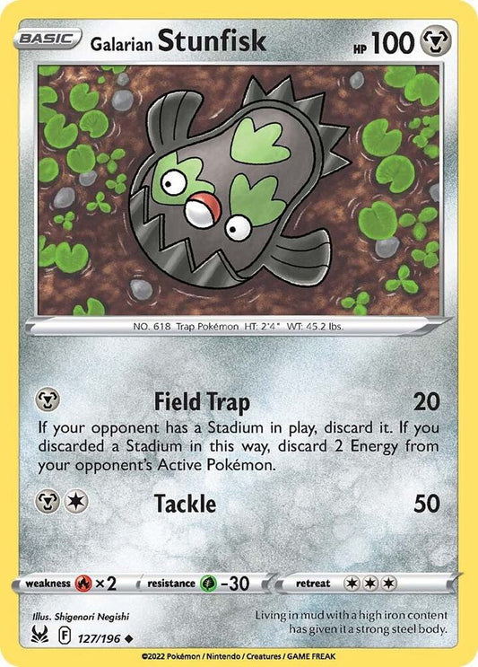 Galarian Stunfisk 127/196 Uncommon Lost Origin Pokémon card