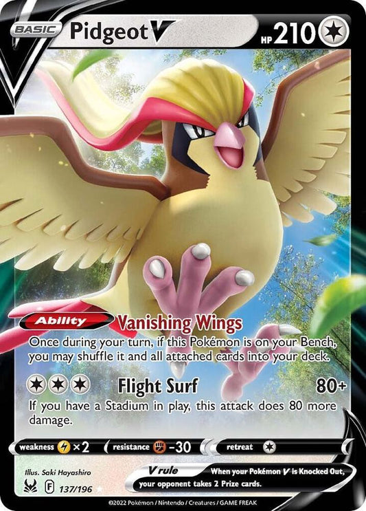 Pidgeot V 137/196 Ultra Rare Lost Origin Pokémon card