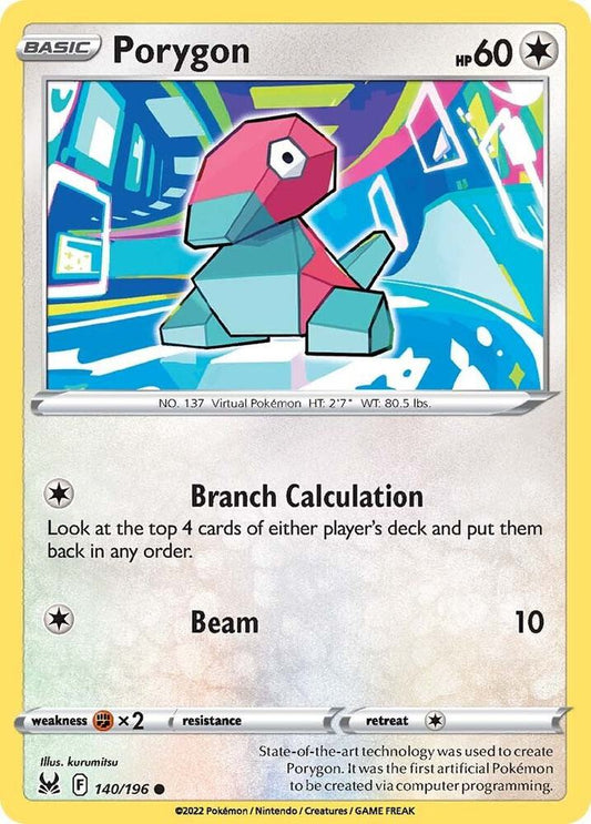 Porygon 140/196 Common Lost Origin Pokémon card
