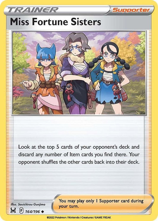 Miss Fortune Sisters 164/196 Uncommon Lost Origin Pokémon card