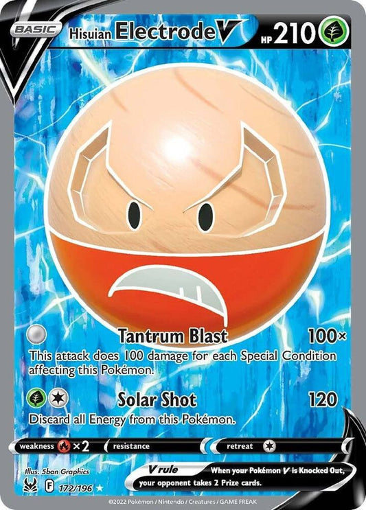 Hisuian Electrode V (Full Art) 172/196 Ultra Rare Lost Origin Pokémon card