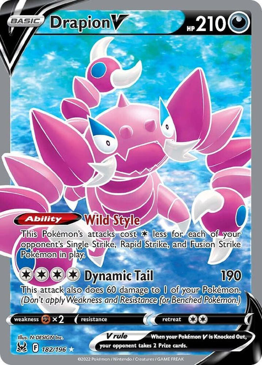 Drapion V (Full Art) 182/196 Ultra Rare Lost Origin Pokémon card