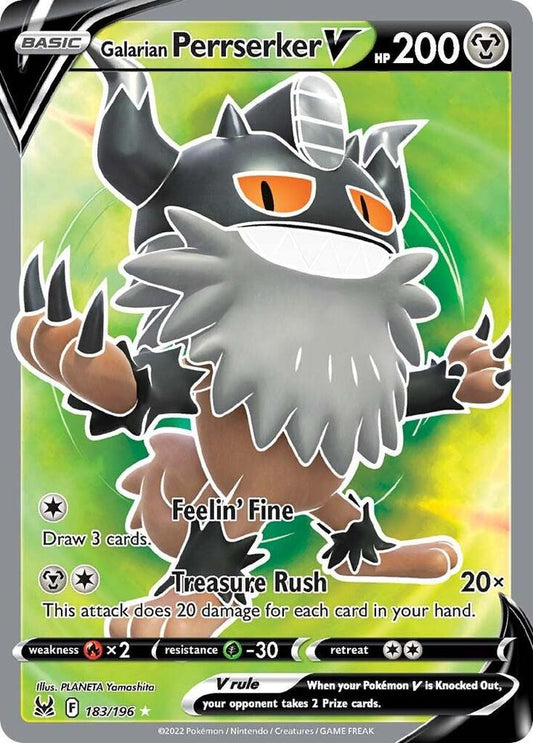 Galarian Perrserker V (Full Art) 183/196 Ultra Rare Lost Origin Pokémon card