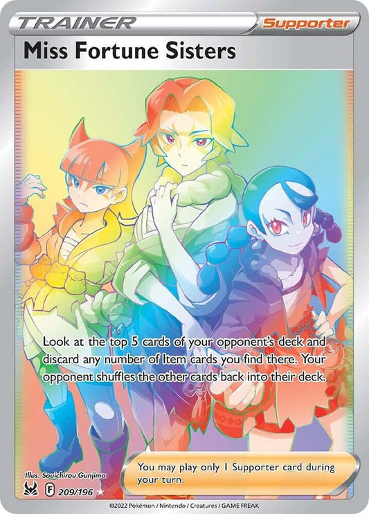Miss Fortune Sisters (Secret) 209/196 Secret Rare Lost Origin Pokémon card