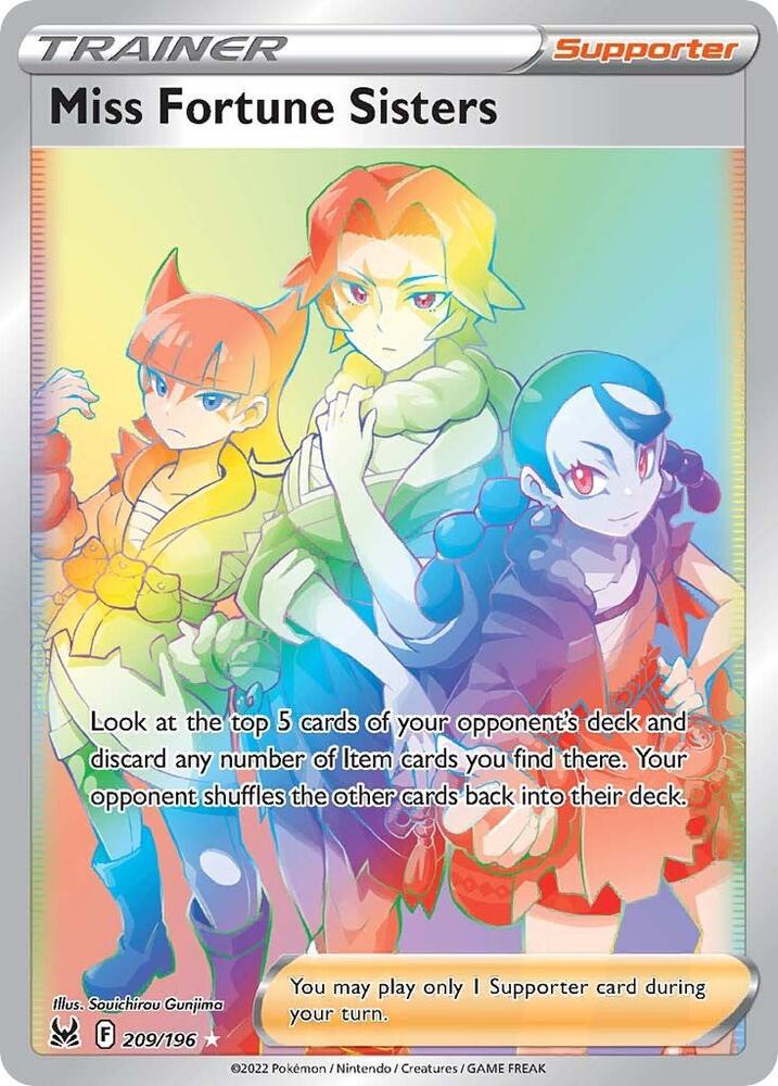 Miss Fortune Sisters (Secret) 209/196 Secret Rare Lost Origin Pokémon card