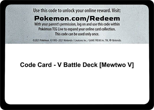 Code Card - V Battle Deck [Mewtwo V] - Code Card Pokemon GO