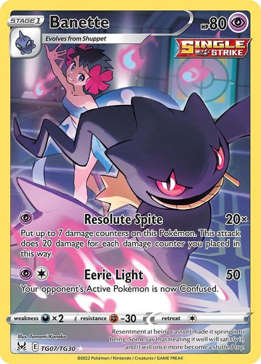 Banette TG07/TG30 Ultra Rare Lost Origin Trainer Gallery Pokémon card