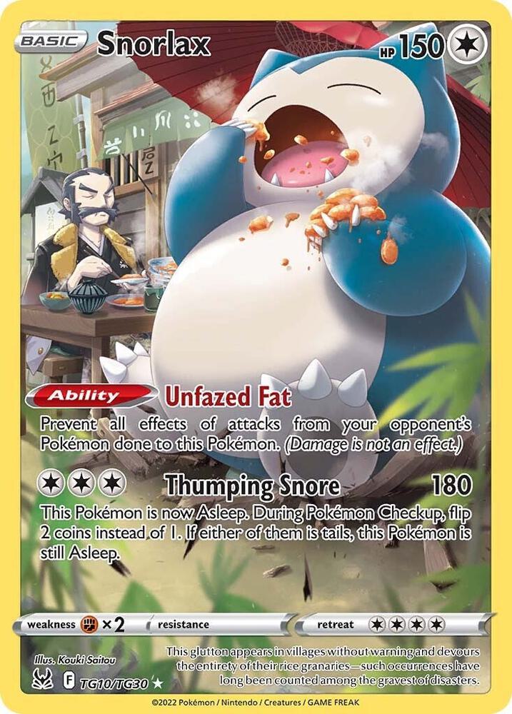 Snorlax TG10/TG30 Ultra Rare Lost Origin Trainer Gallery Pokémon card