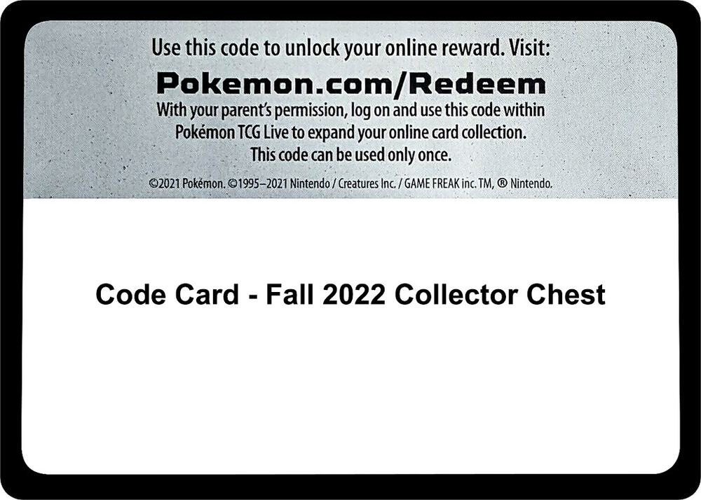 Code Card - Fall 2022 Collector Chest Code Card Silver Tempest Pokémon card
