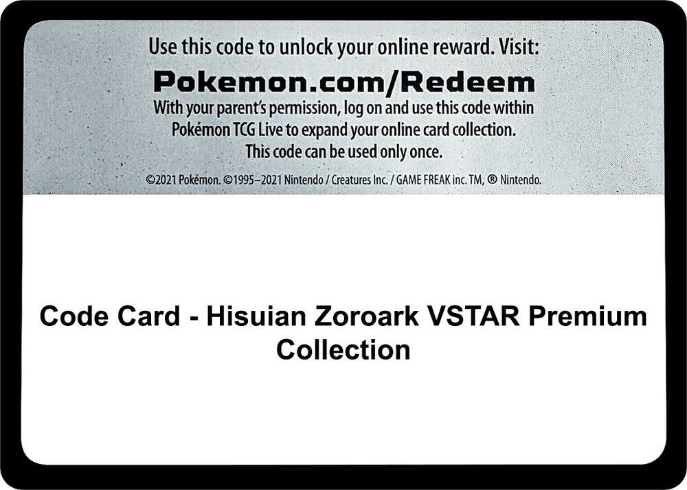 Code Card - Hisuian Zoroark VSTAR Premium Collection - Code Card SWSH11: Lost Origin