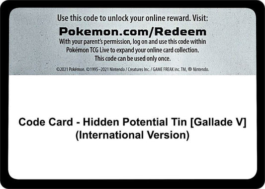 Code Card - Hidden Potential Tin [Gallade V] (International Version) - Code Card Miscellaneous Cards & Products