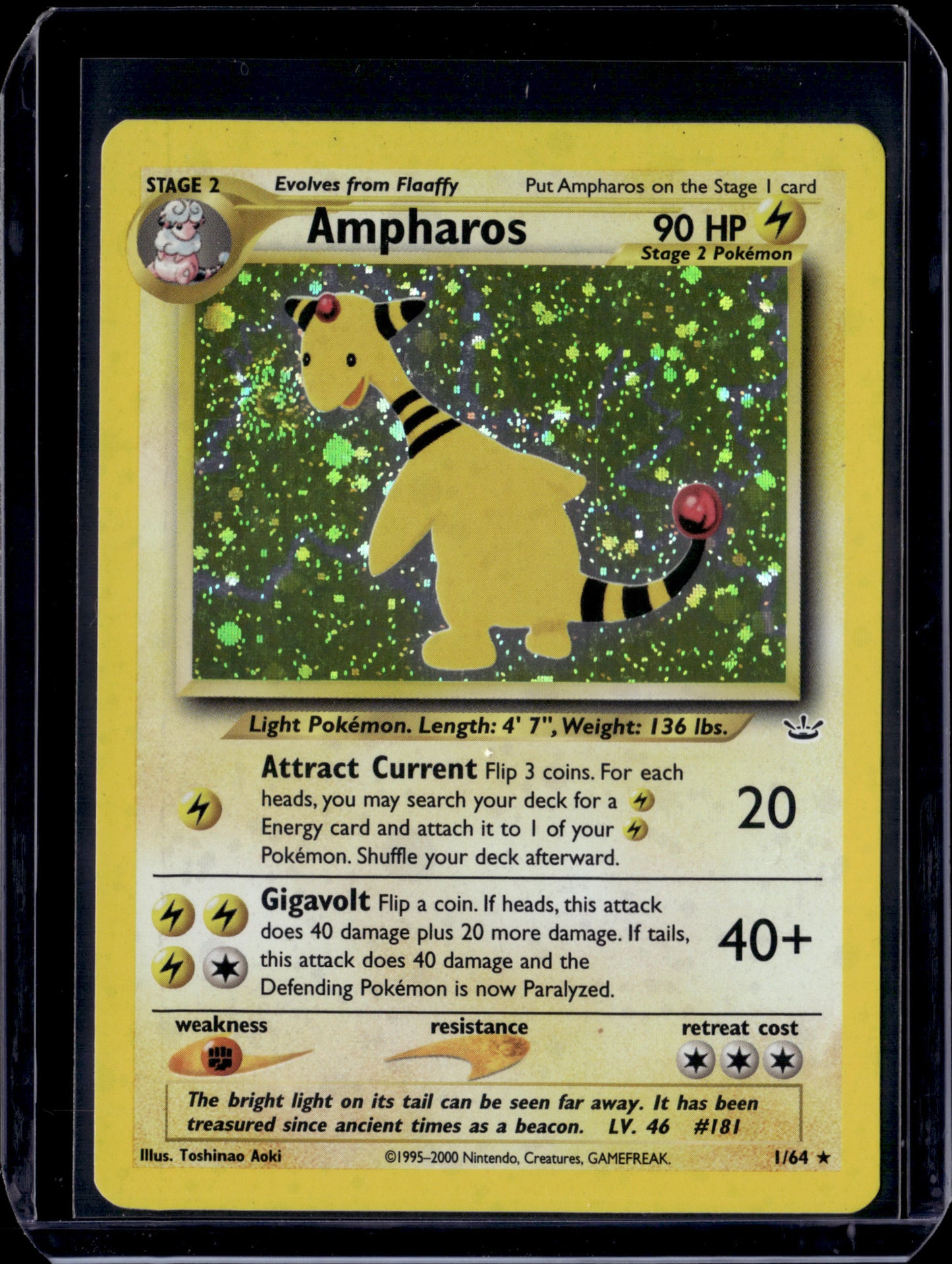 Ampharos Neo Revelation #01/64 Unlimited Holofoil Pokémon Card (front)