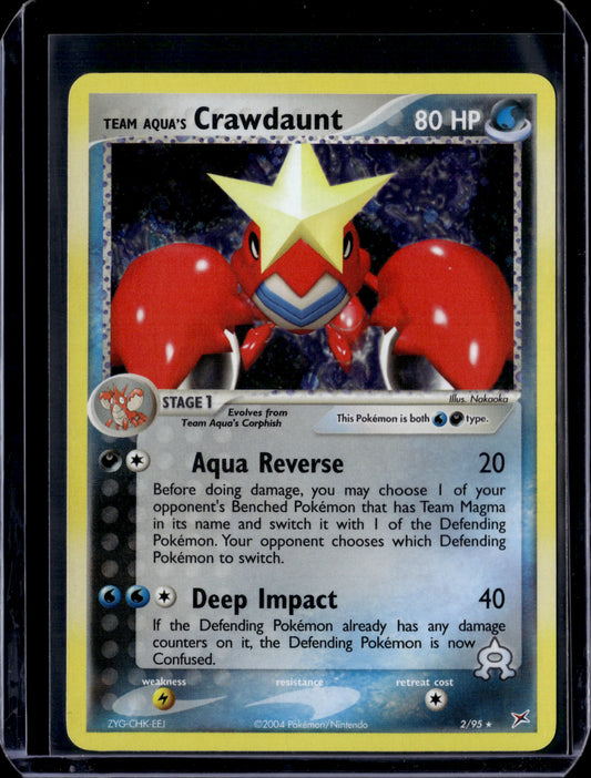 Team Aqua's Crawdaunt - 2/95 Team Magma vs Team Aqua #2/95 Holofoil Pokémon Card (front)