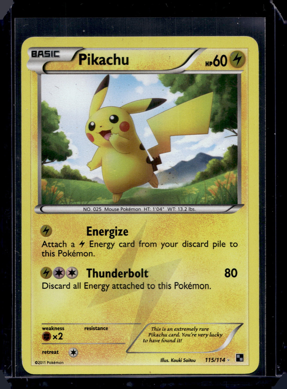 Pikachu Black and White #115/114 Holofoil Pokémon Card (front)