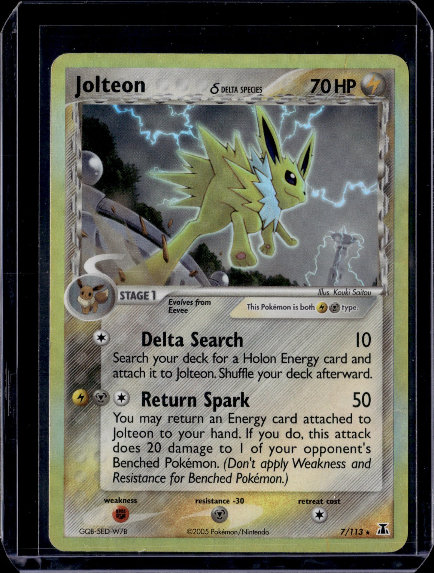 Jolteon (Delta Species) #7/113 Holofoil Pokémon Card (front)