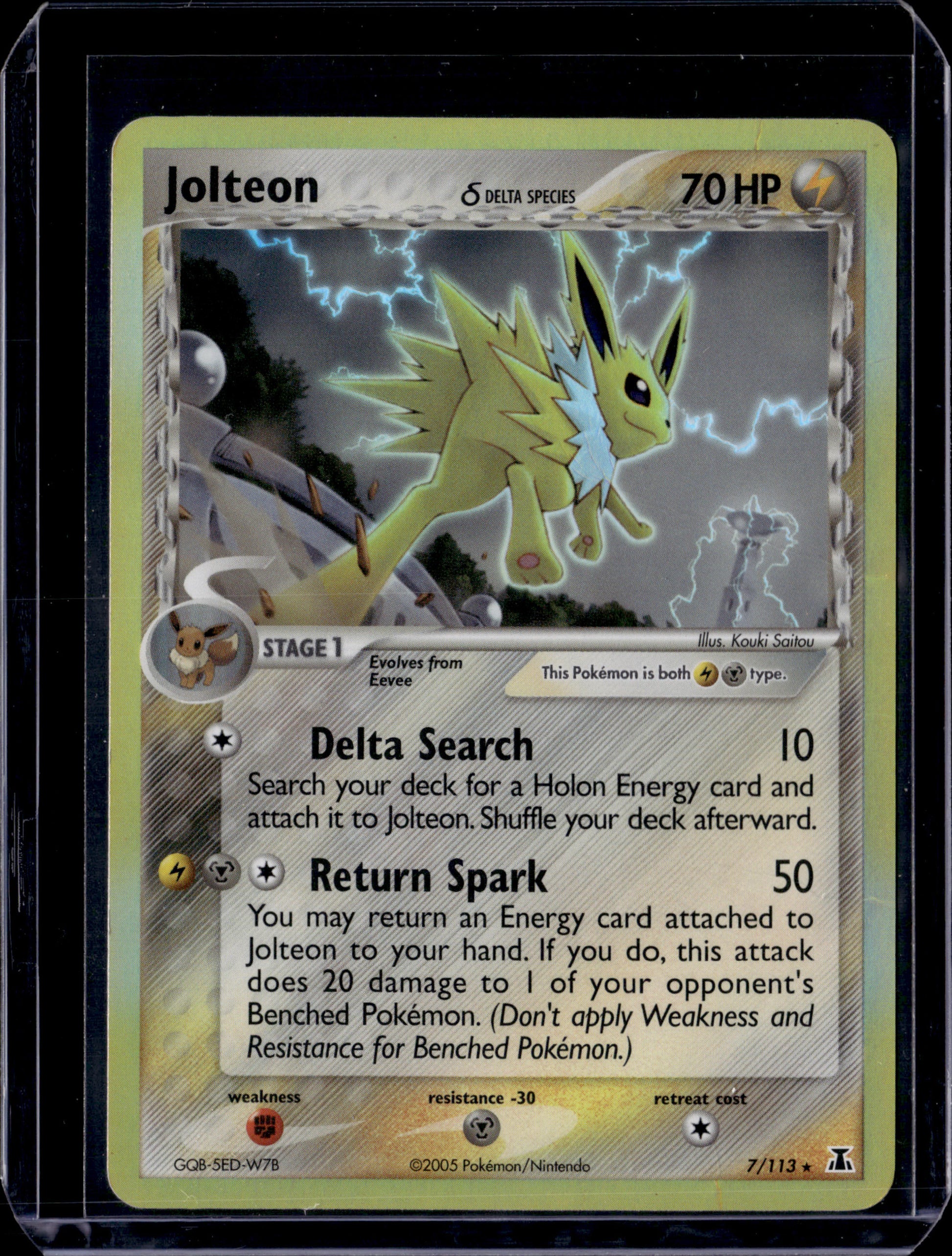 Jolteon (Delta Species) #7/113 Holofoil Pokémon Card (front)