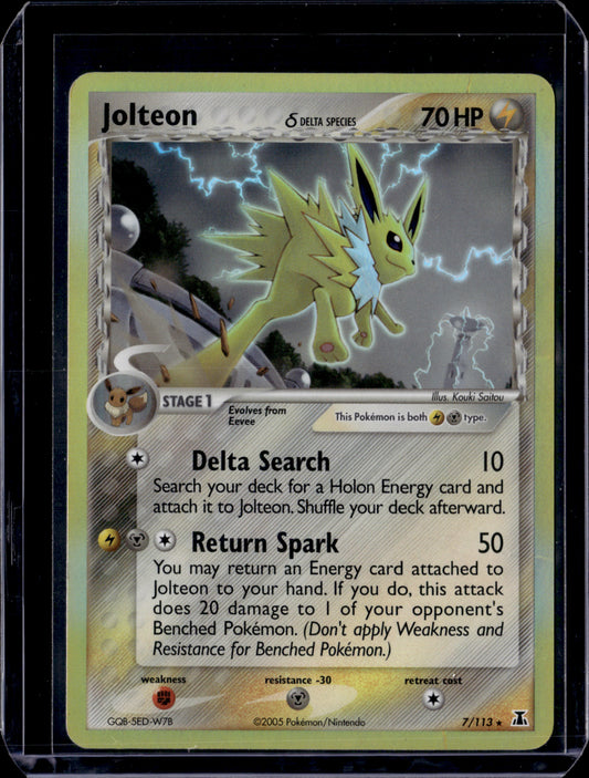 Jolteon (Delta Species) #7/113 Holofoil Pokémon Card (front)