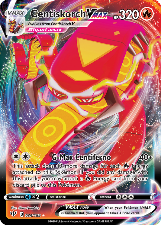 Centiskorch VMAX 034/189 Rare Holo VMAX Darkness Ablaze