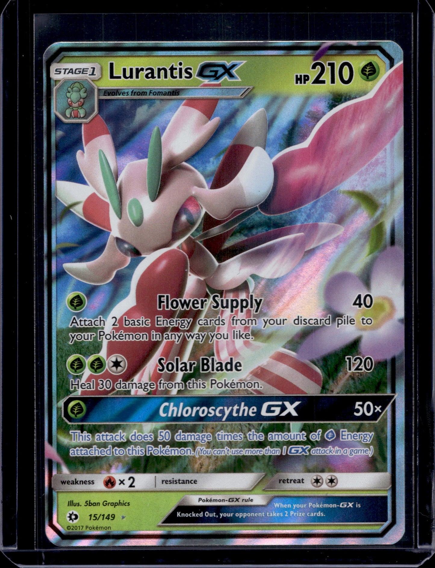 Lurantis GX SM Base Set #15/149 Holofoil Pokémon Card (front)
