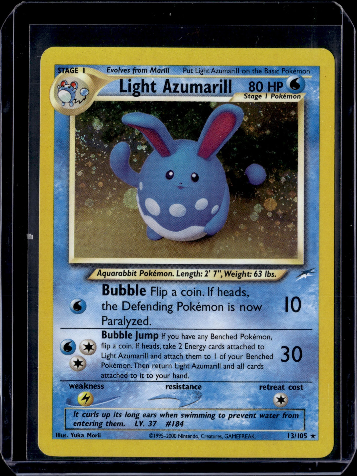 Light Azumarill Neo Destiny #013/105 Unlimited Holofoil Pokémon Card (front)