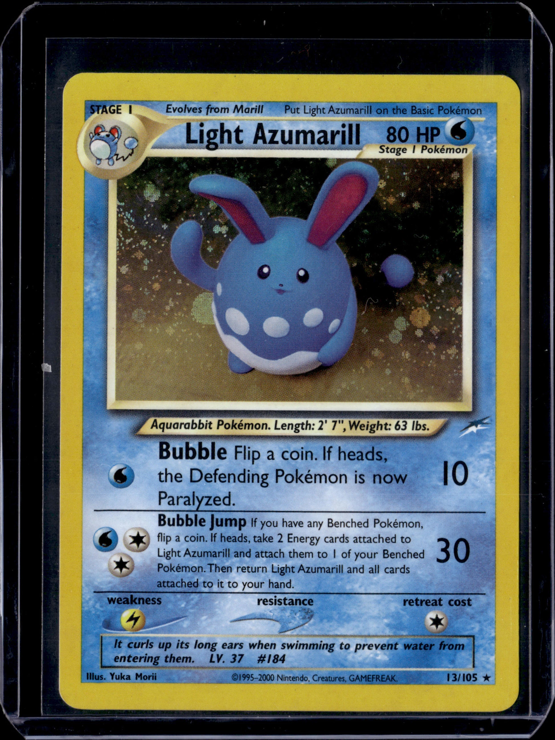 Light Azumarill Neo Destiny #013/105 Unlimited Holofoil Pokémon Card (front)